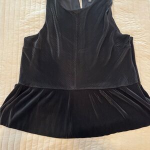 Halogen Black Pleated V-Neck Top